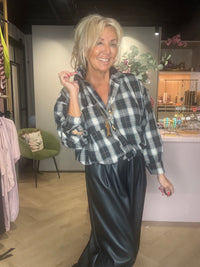 Flanelljakke med tern, sort, knapper