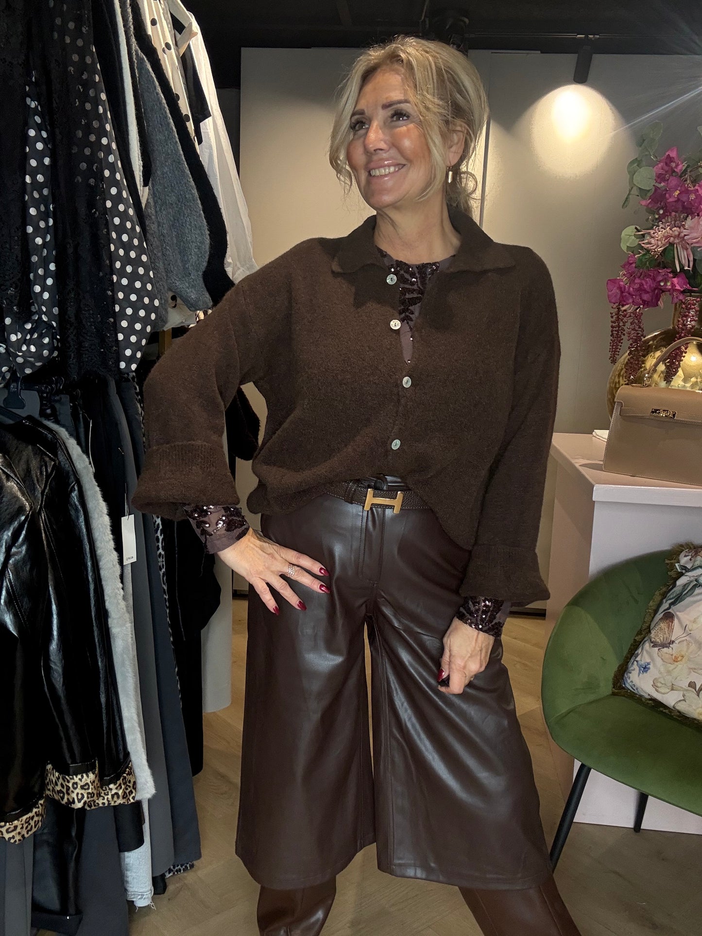 Alpaca Vestje met Kraagje Bruin