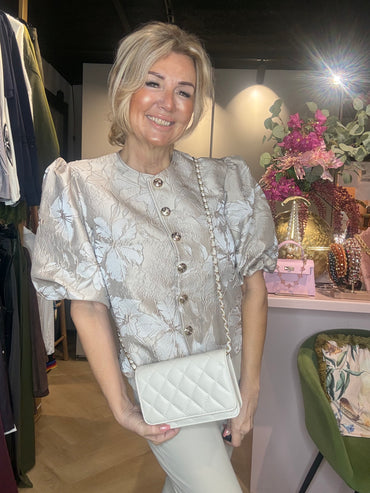 Triple Nine JA92408 – Jacket Short Sleeves (satijn) met gouden knopen Beige