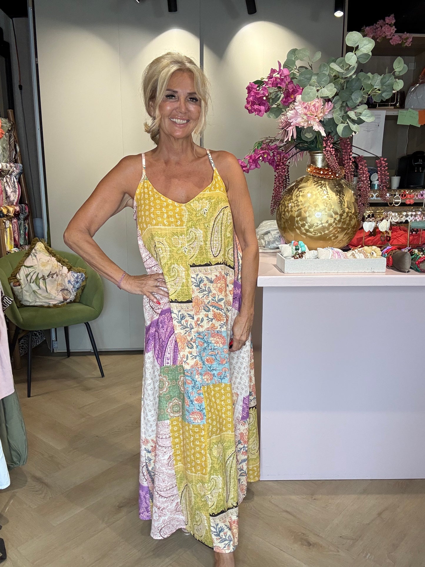 Jurk Paisley multi color linnen