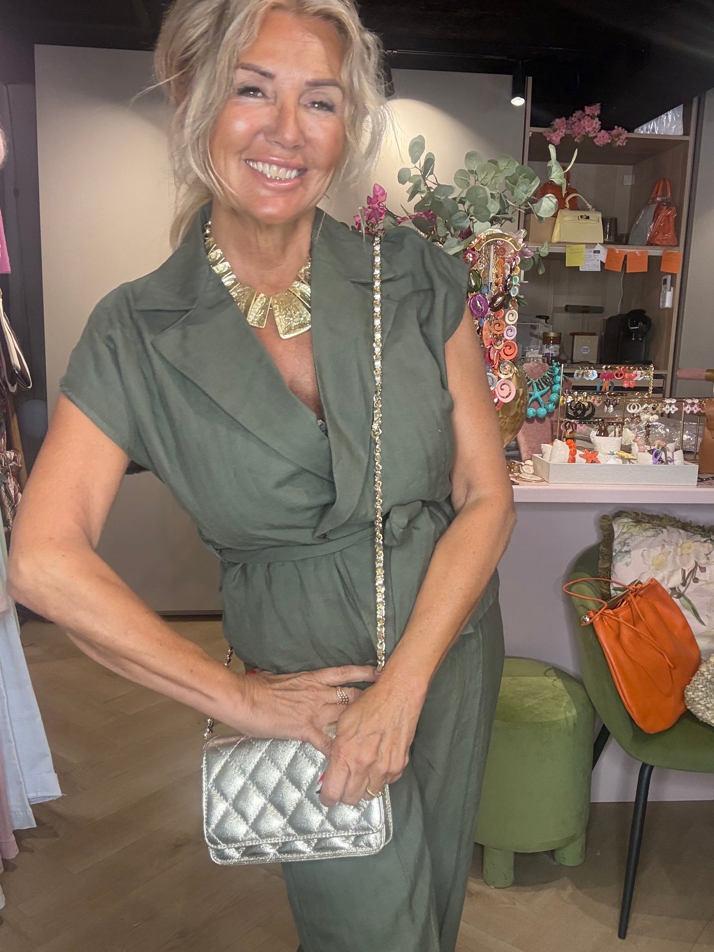 Gilet lin en vert