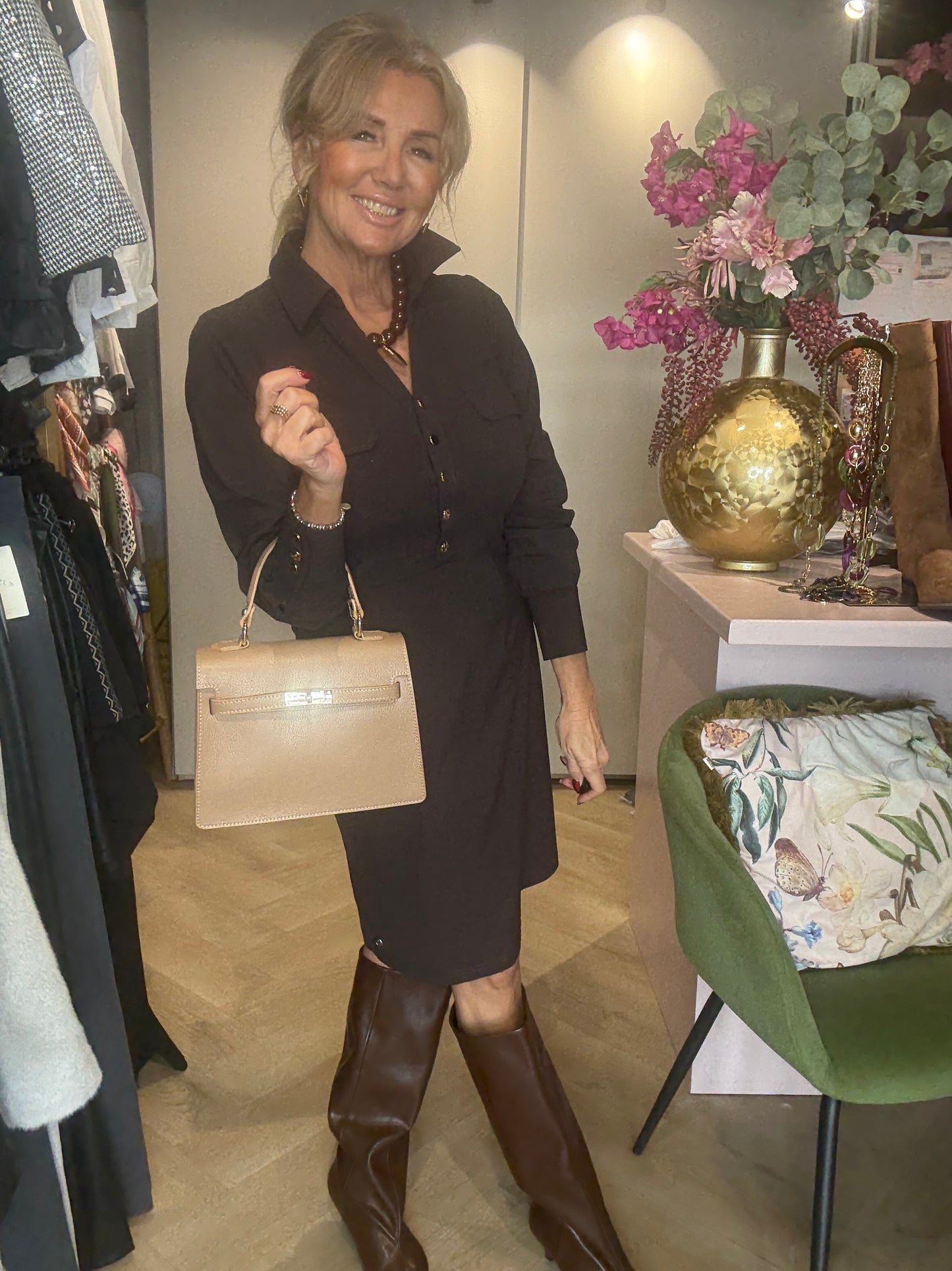 Triple Nine Dress JK51810 Cargo pockets Dark Brown