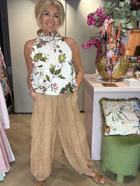 Balloon Pants Camel Linen