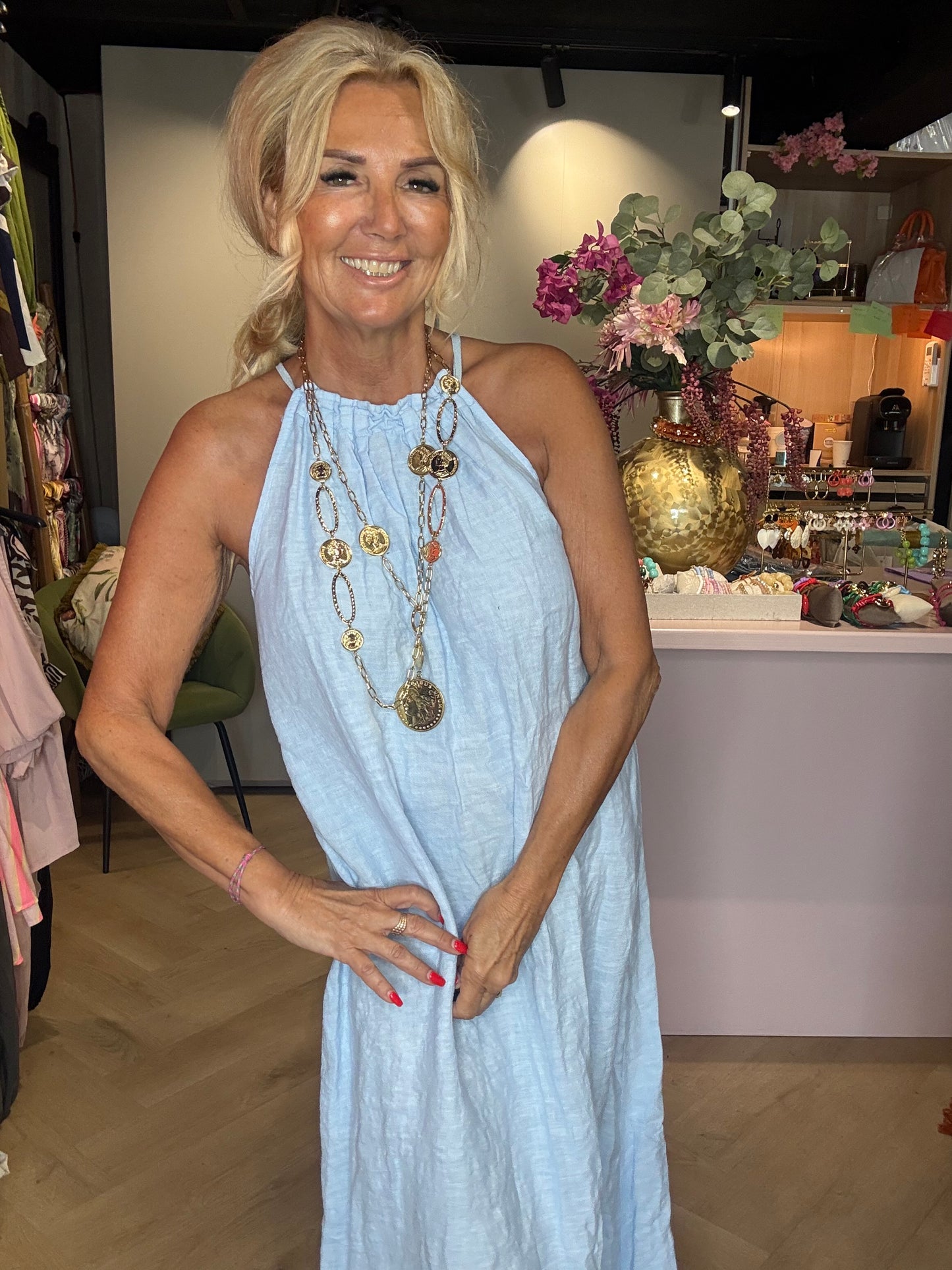 Jurk st Barths licht blauw linnen