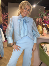 Blouse Grote Strik zacht Blauw