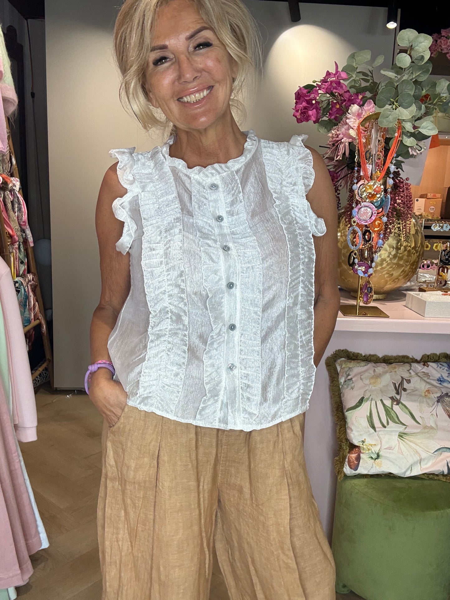 White Ruffle Blouse