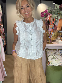 White Ruffle Blouse