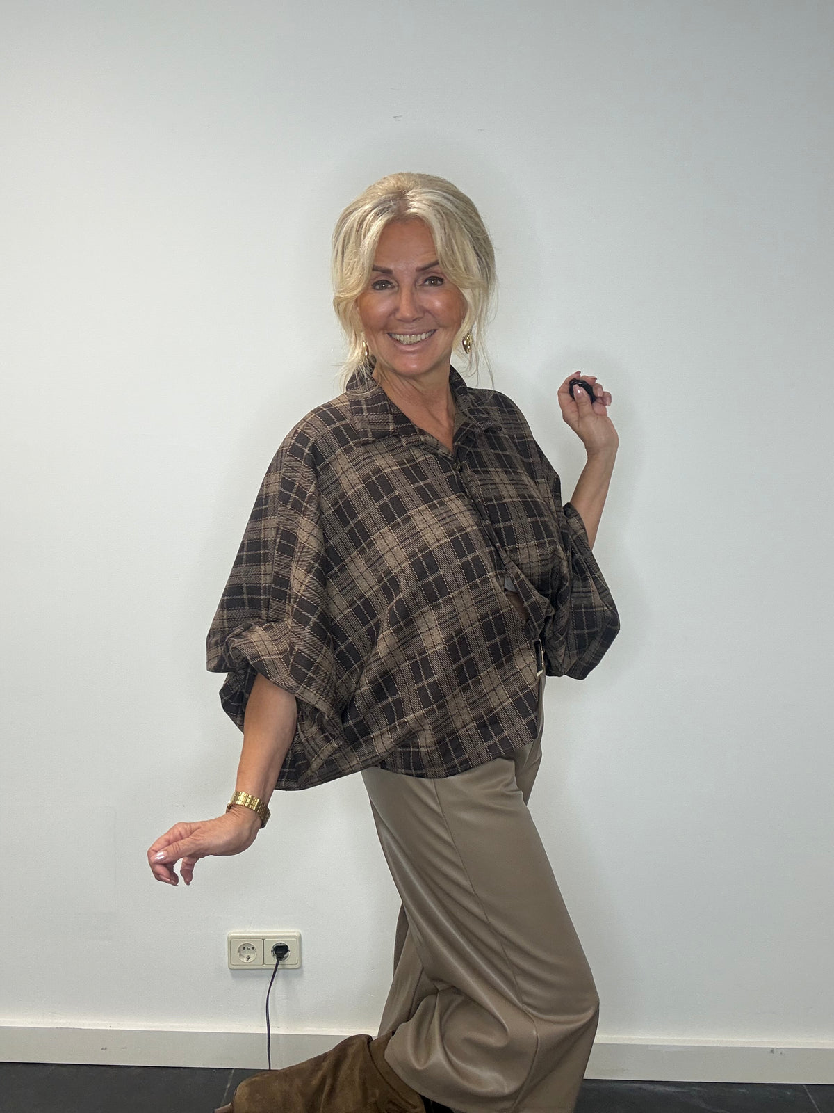 Blouse Emma Bruin Taupe