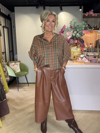 Blouse Emma Ruit Cognac / Grøn