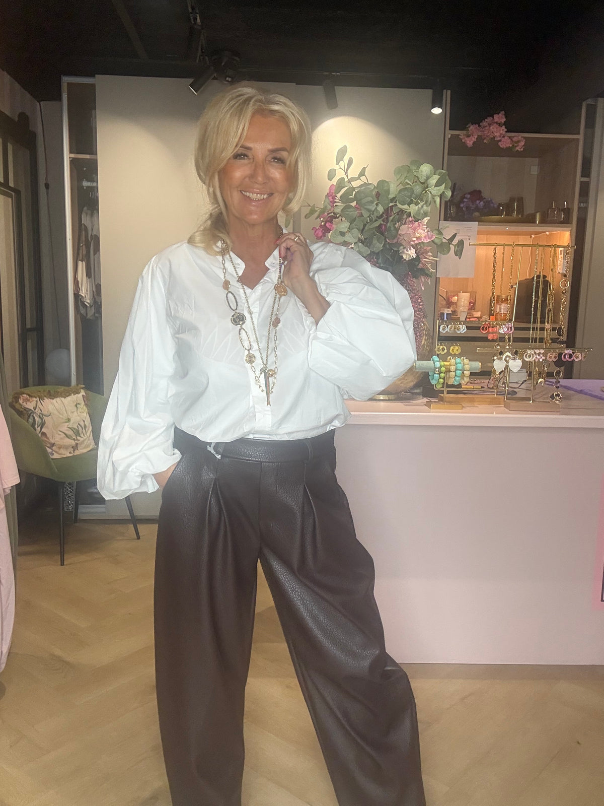 Bluse Weiß mit Ballonärmeln