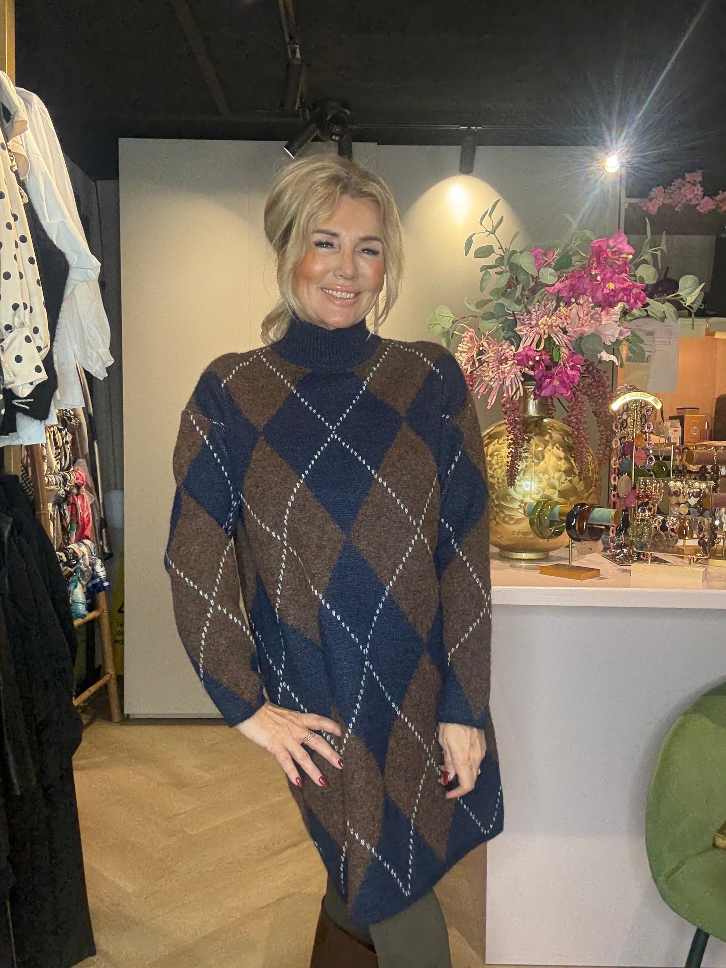 Trui jurk Wieber Blauw Bruin