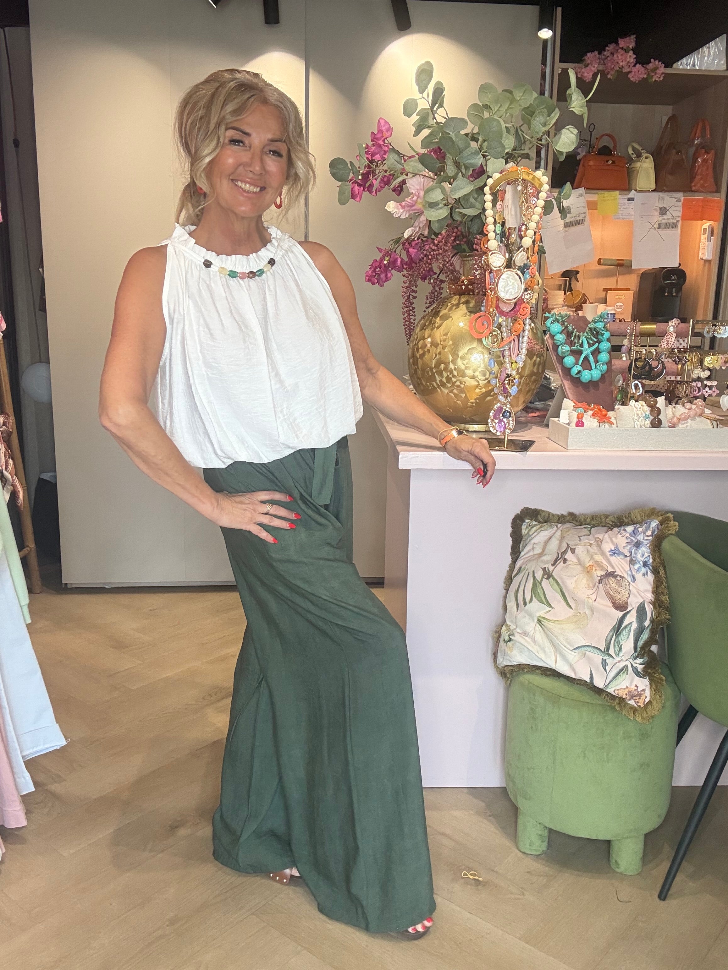 Pantalon droit vert