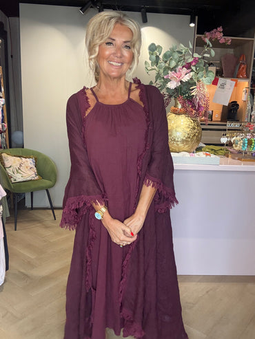Burgundy Linen Kimono 💯 %