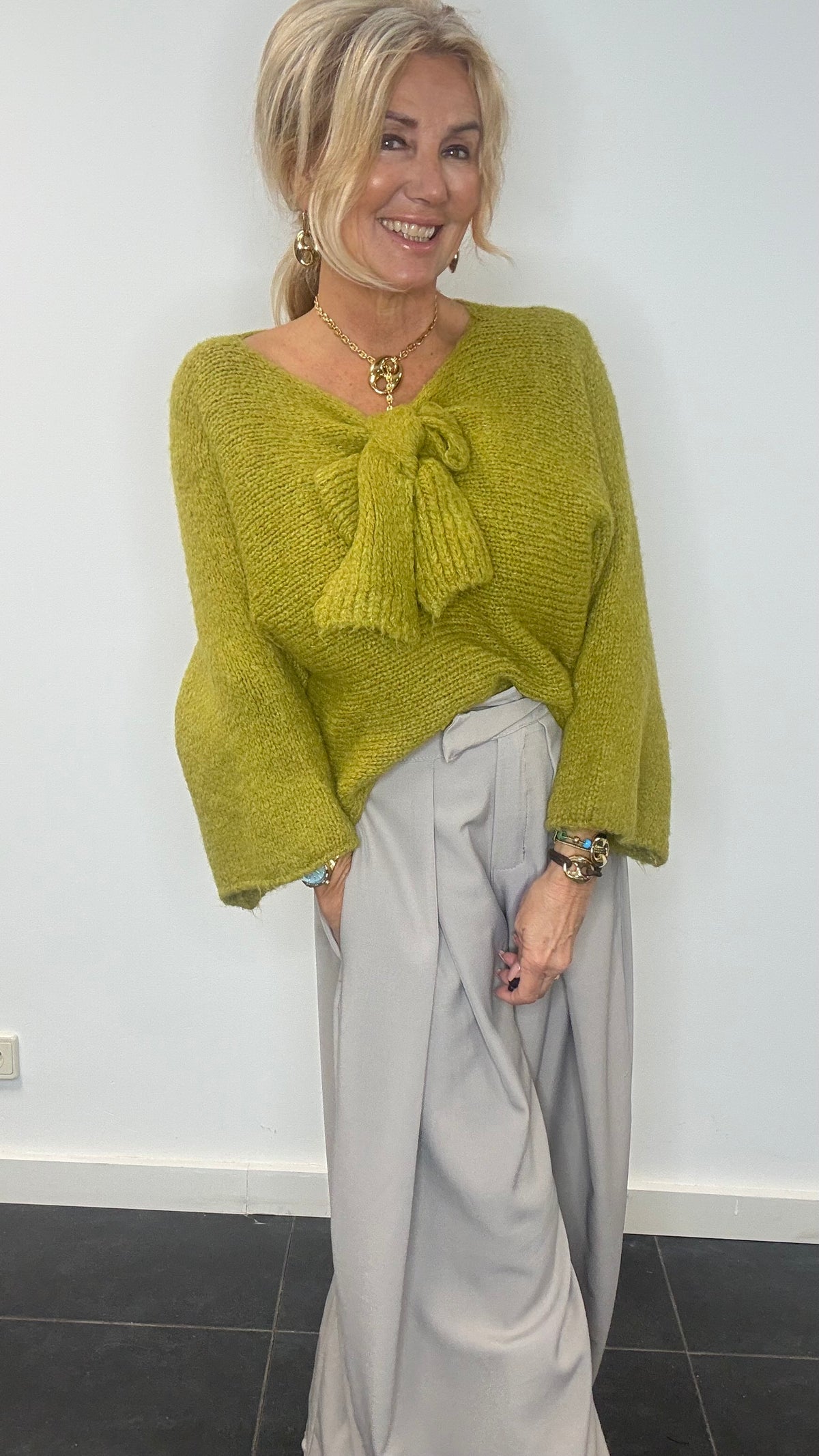 Trui strik mos green reversibel