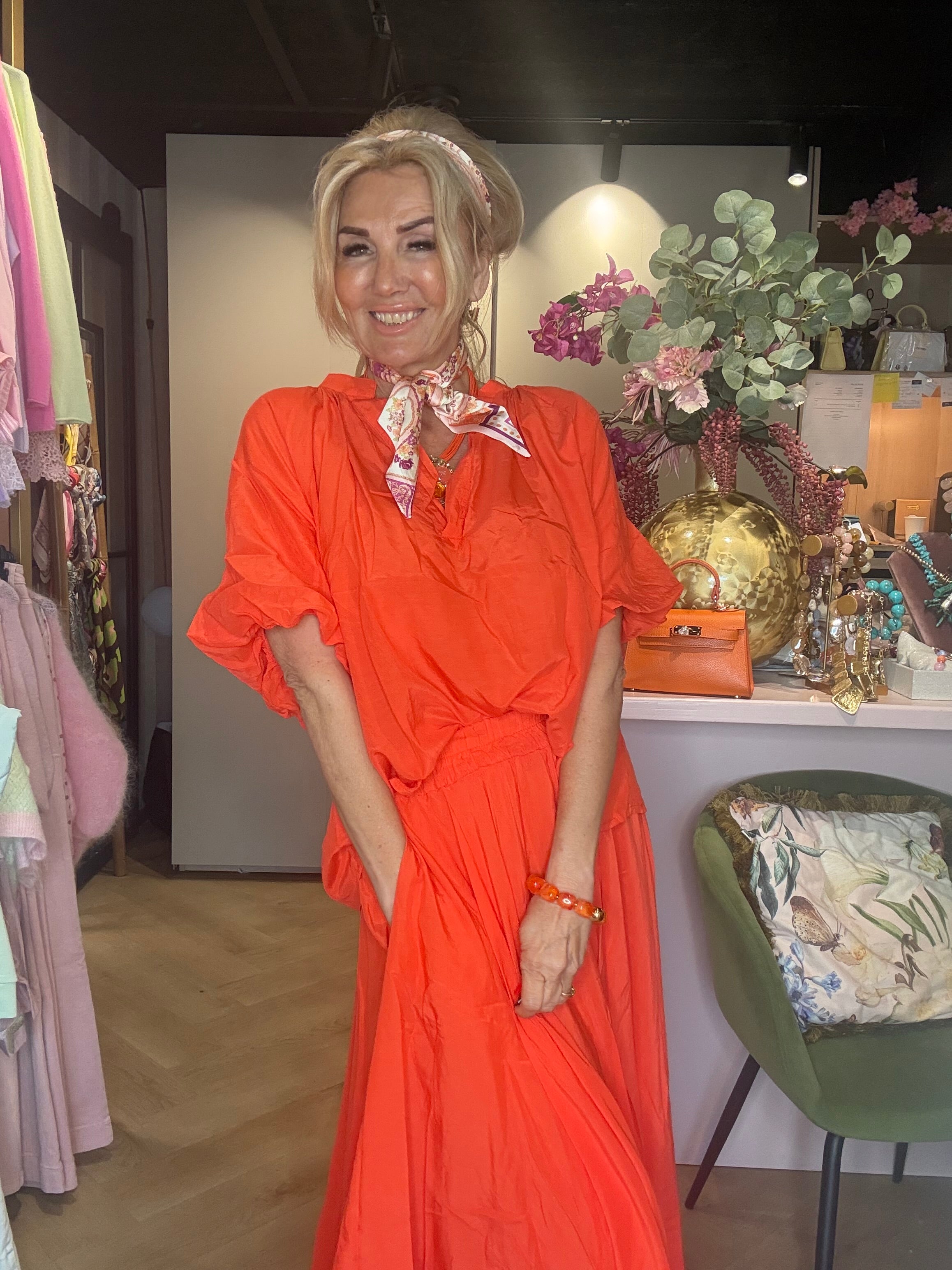 Bluse bomuld orange