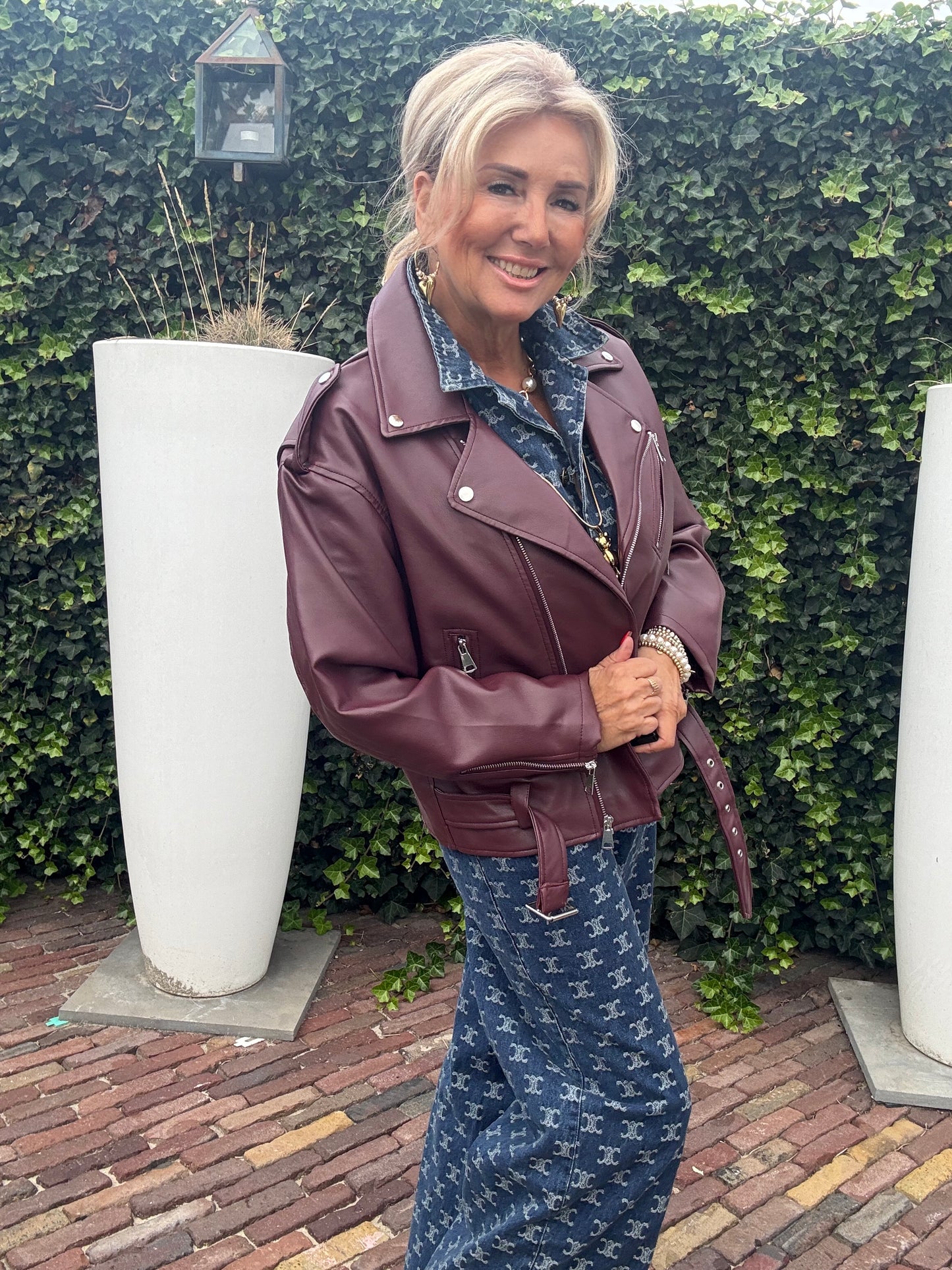 Biker Jack Veagan Leatherlook Burgundy 🌺