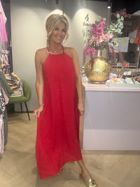 Jurk Linnen Rood St Barths