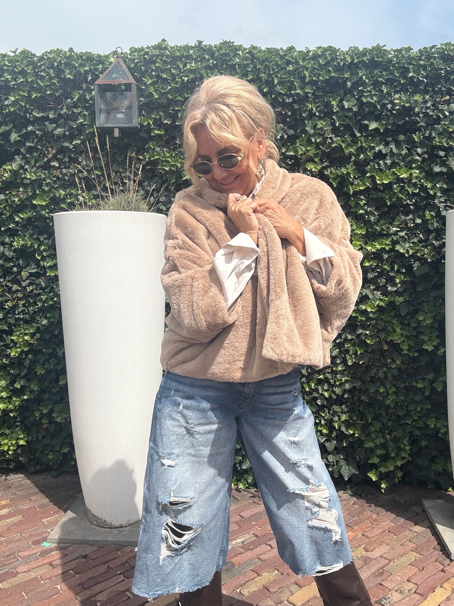 Faux Furr Cape Beige
