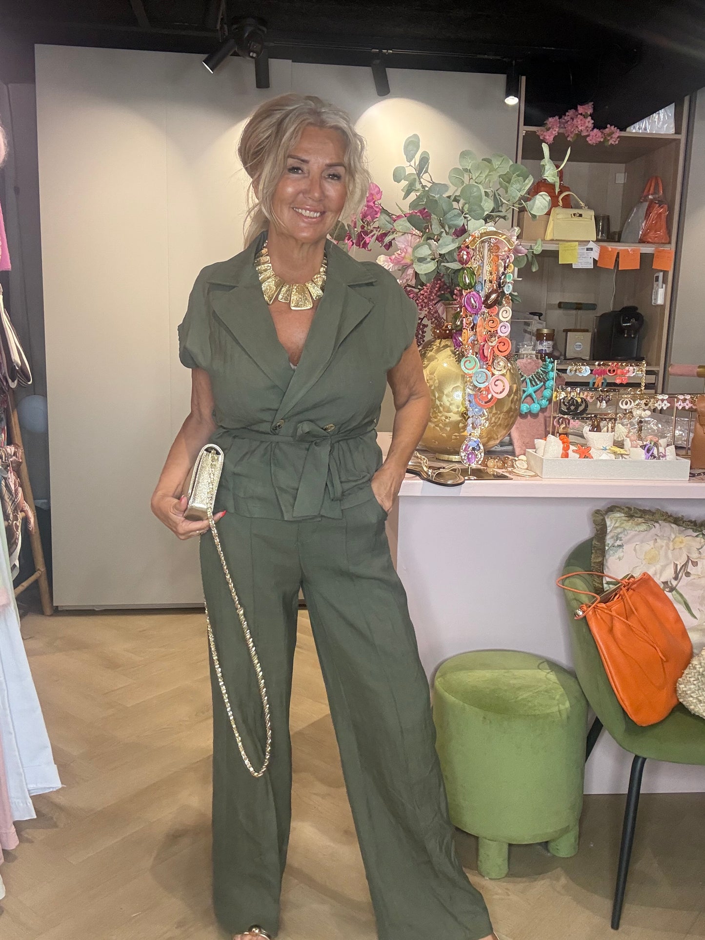 Linnen Pantalon Broek Groen