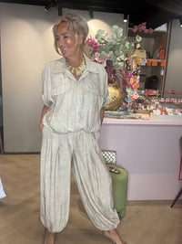 Harem Bukser i Beige Linned