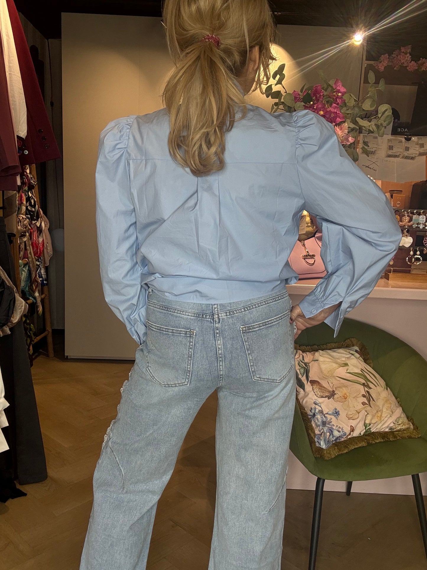 Jeans double braced met kant 🤍