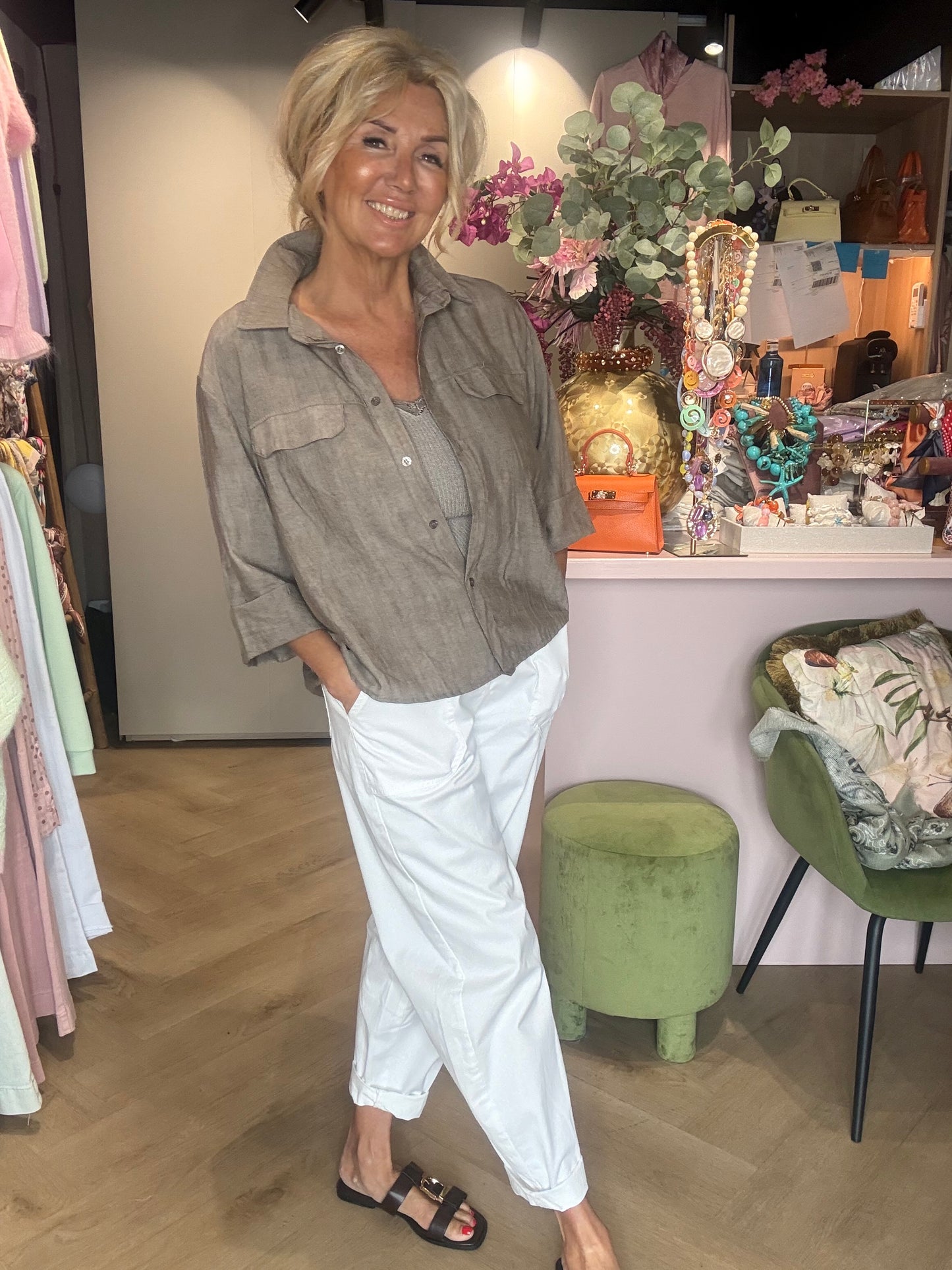 Blouse linnen Taupe