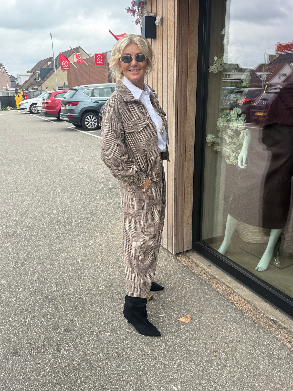 Culotte-Faltenhose Karomuster Braun Jenny