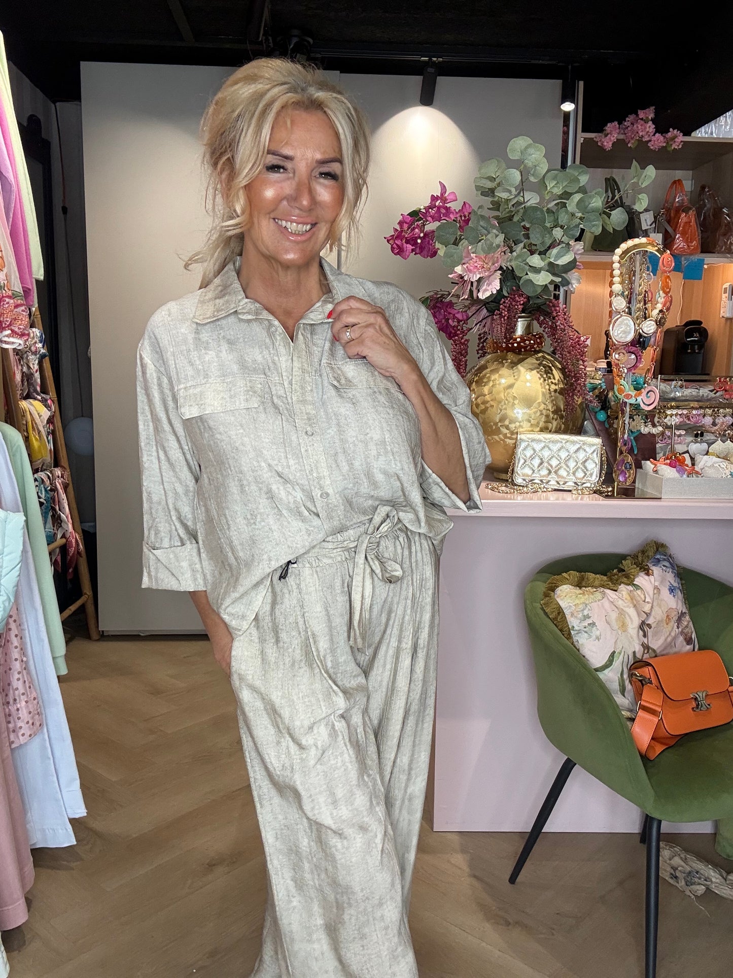 Broek linnen Beige
