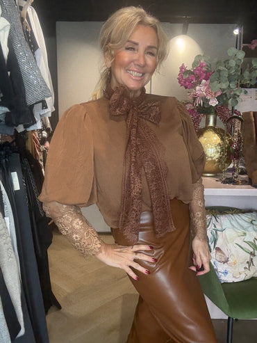 Veagan Leatherlook Rok cognac