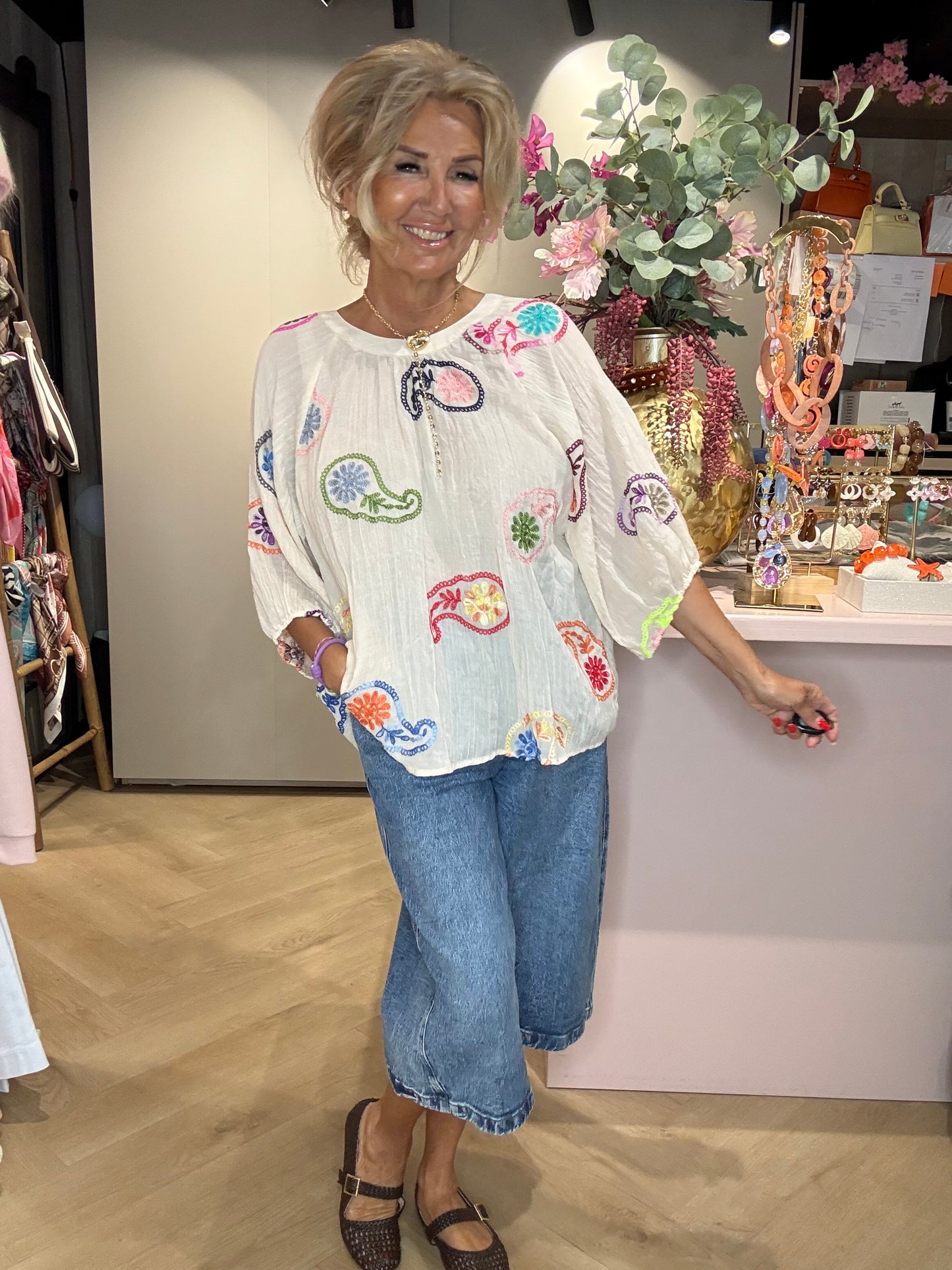 Blouse imprimé cachemire multicolore