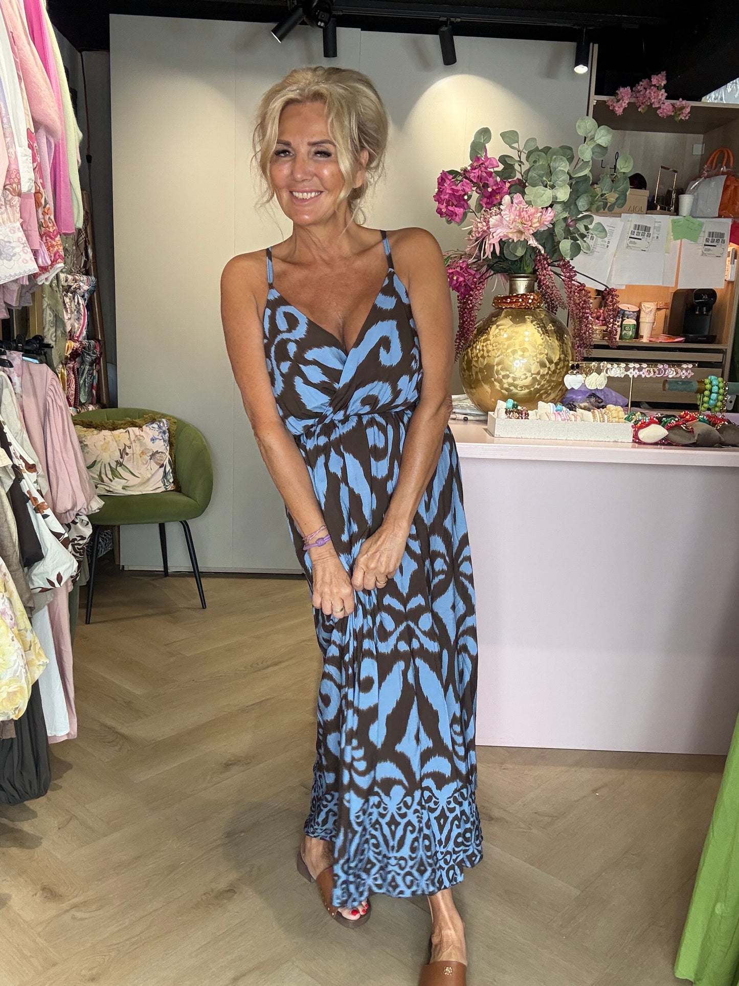 Jurk Oman Blauw Bruin