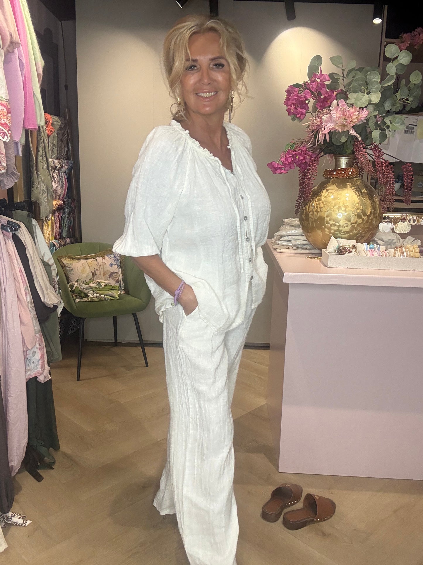 Linnen broek Off White Straight leg