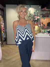Navy blue zigzag top