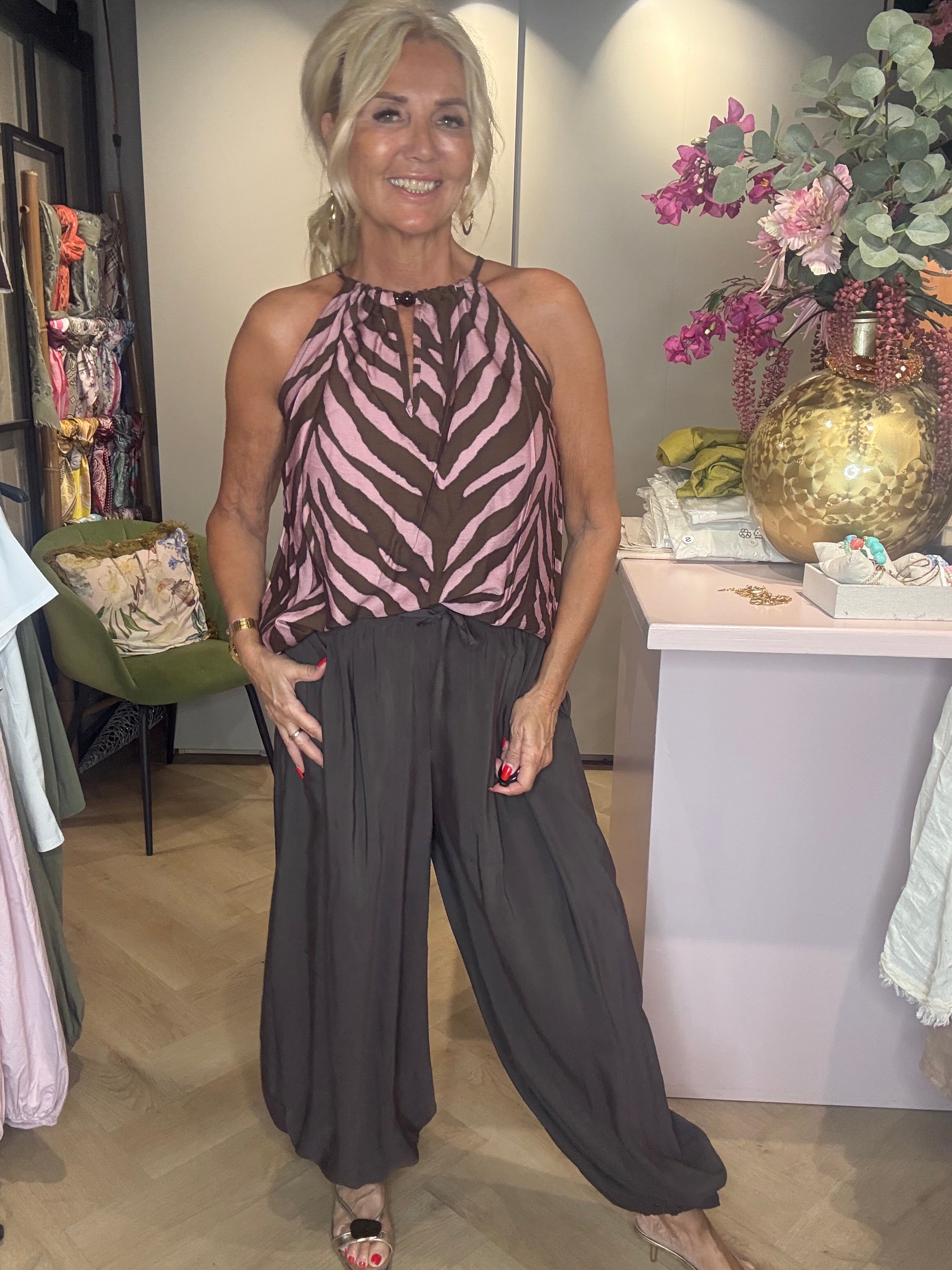 Top halter zebra roze 🦓