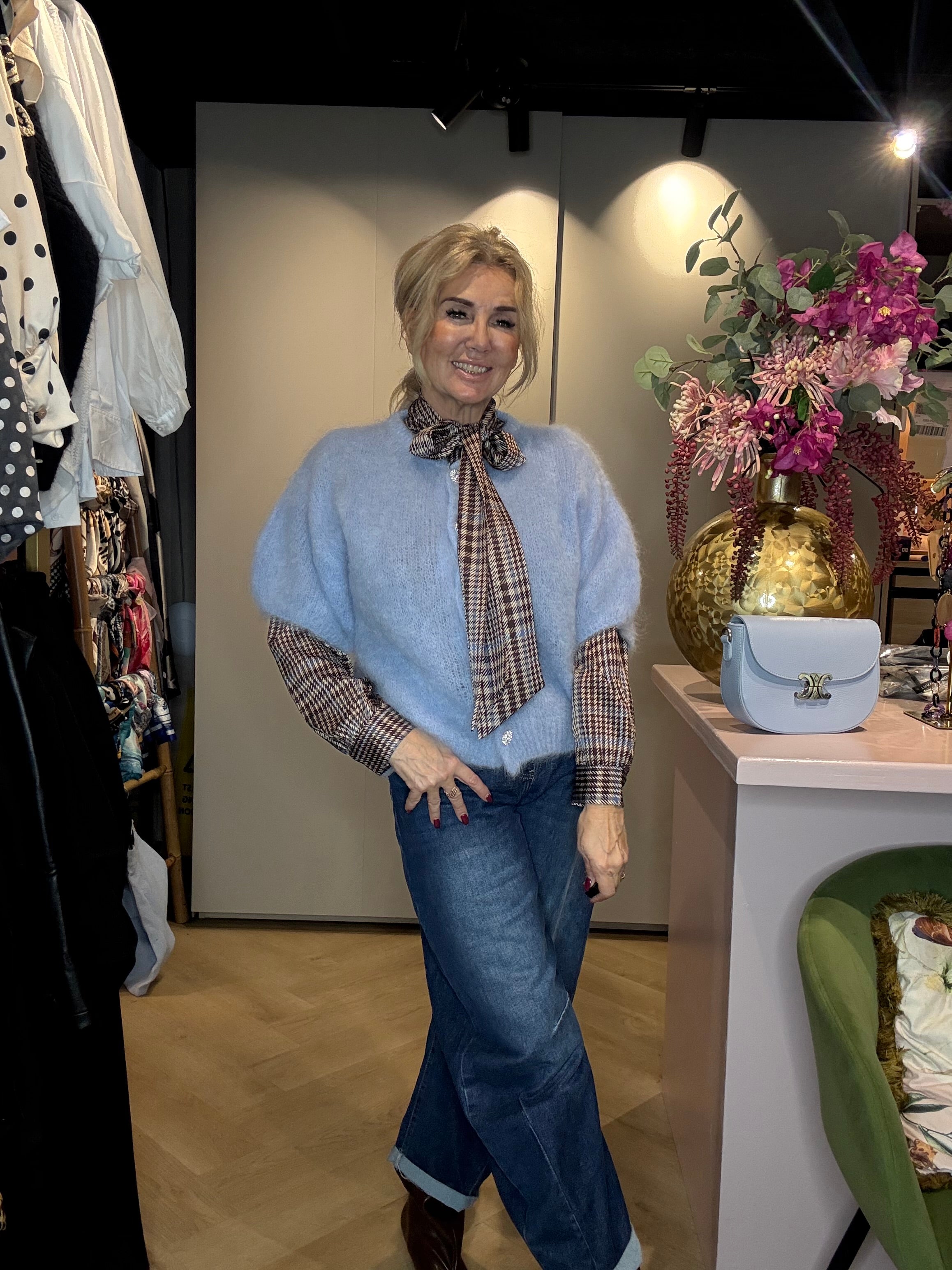 Vestje Mohair Lichtblauw