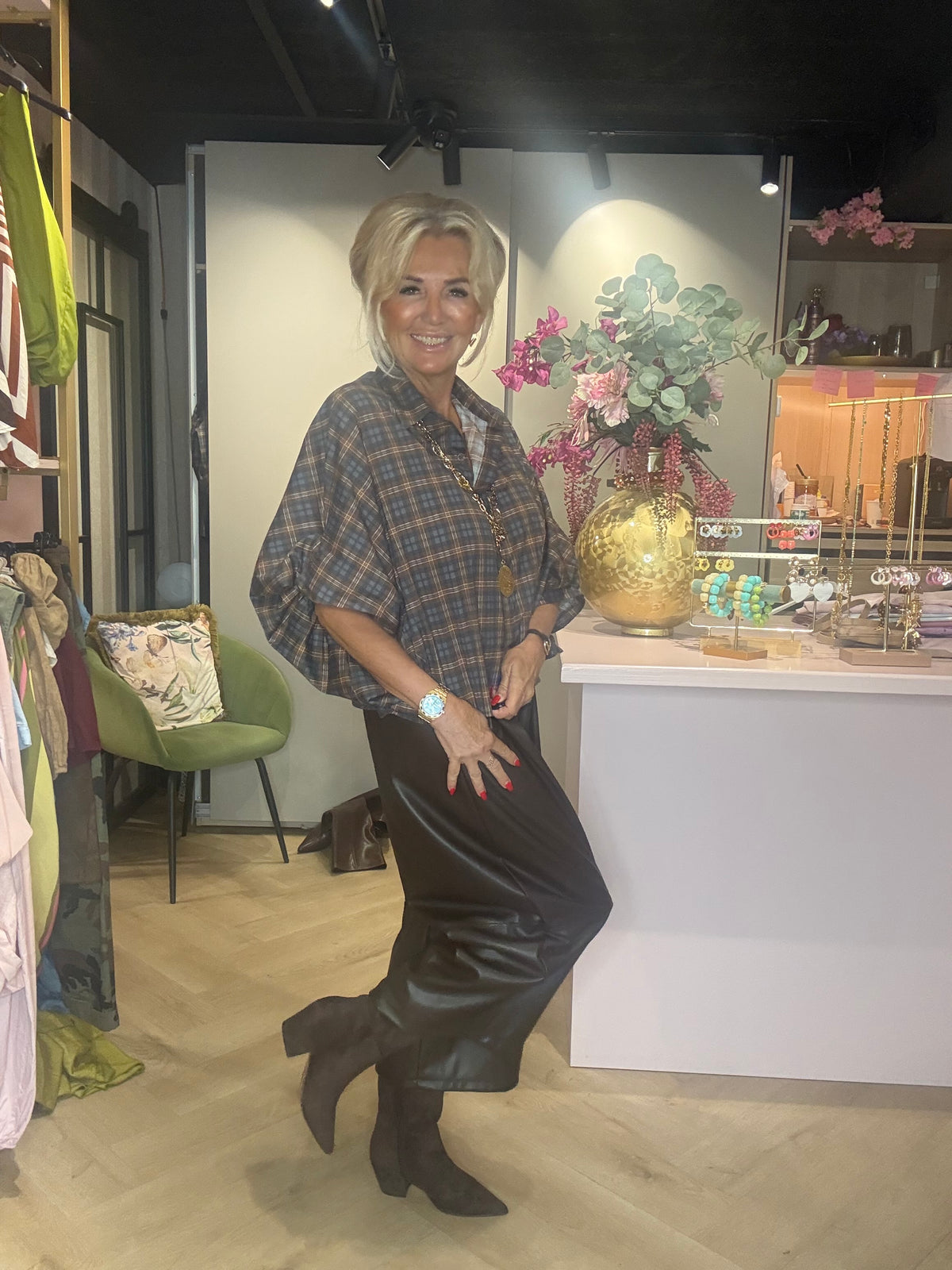 Culotte-Hose Dunkelbraun Falten puh
