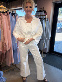 Broek Off White Jeans Broderie 7/8