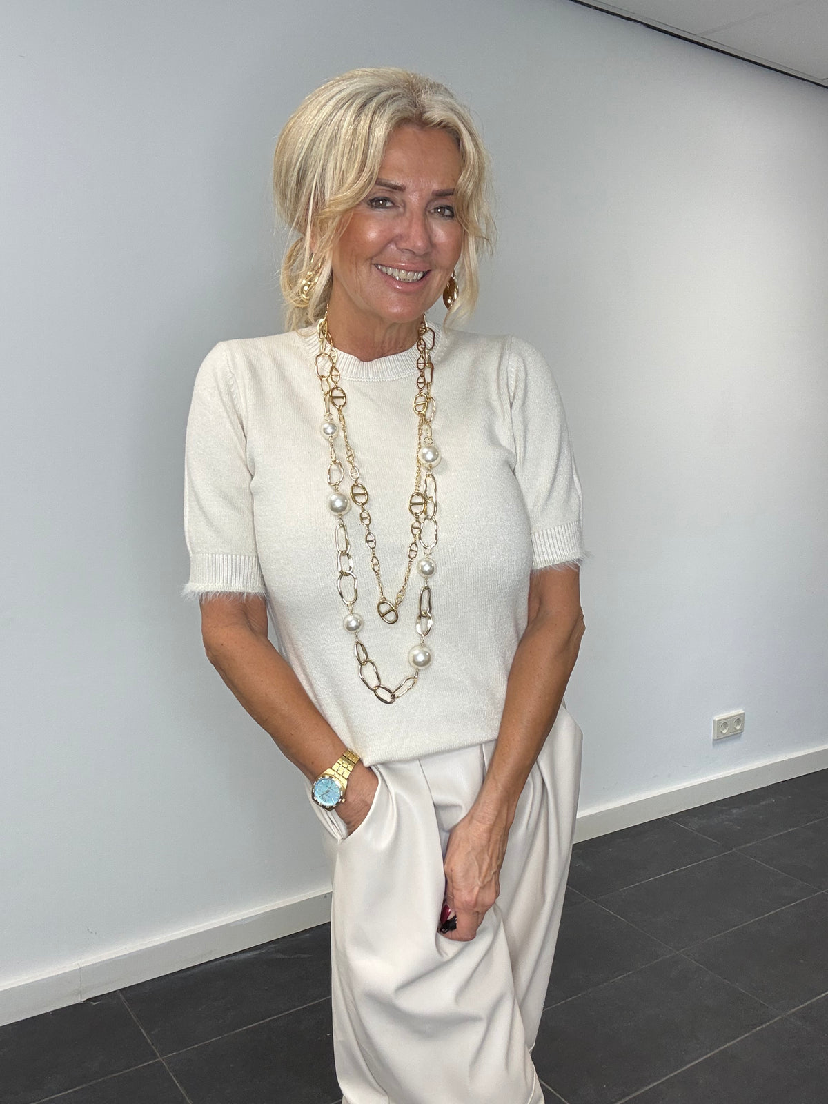 Ketting Pearl lang grote bol