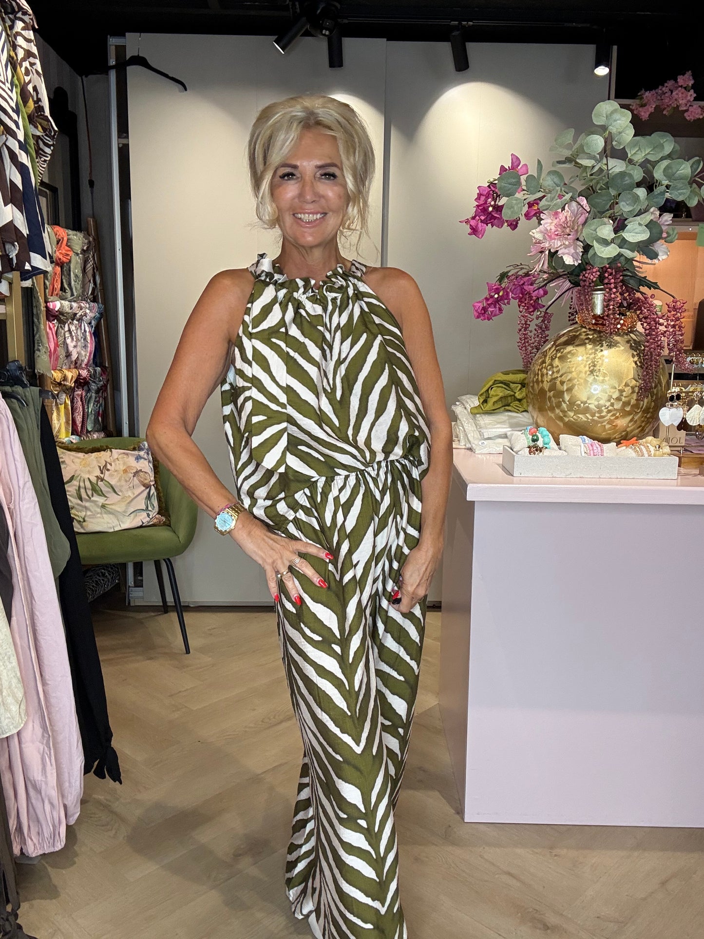 2-piece set zebra Matcha green