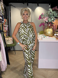 2-piece set zebra Matcha green