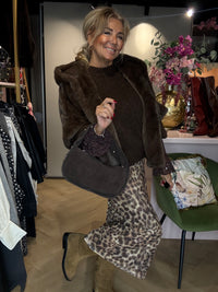 Fake Furr Jacket Capuchon Bruin