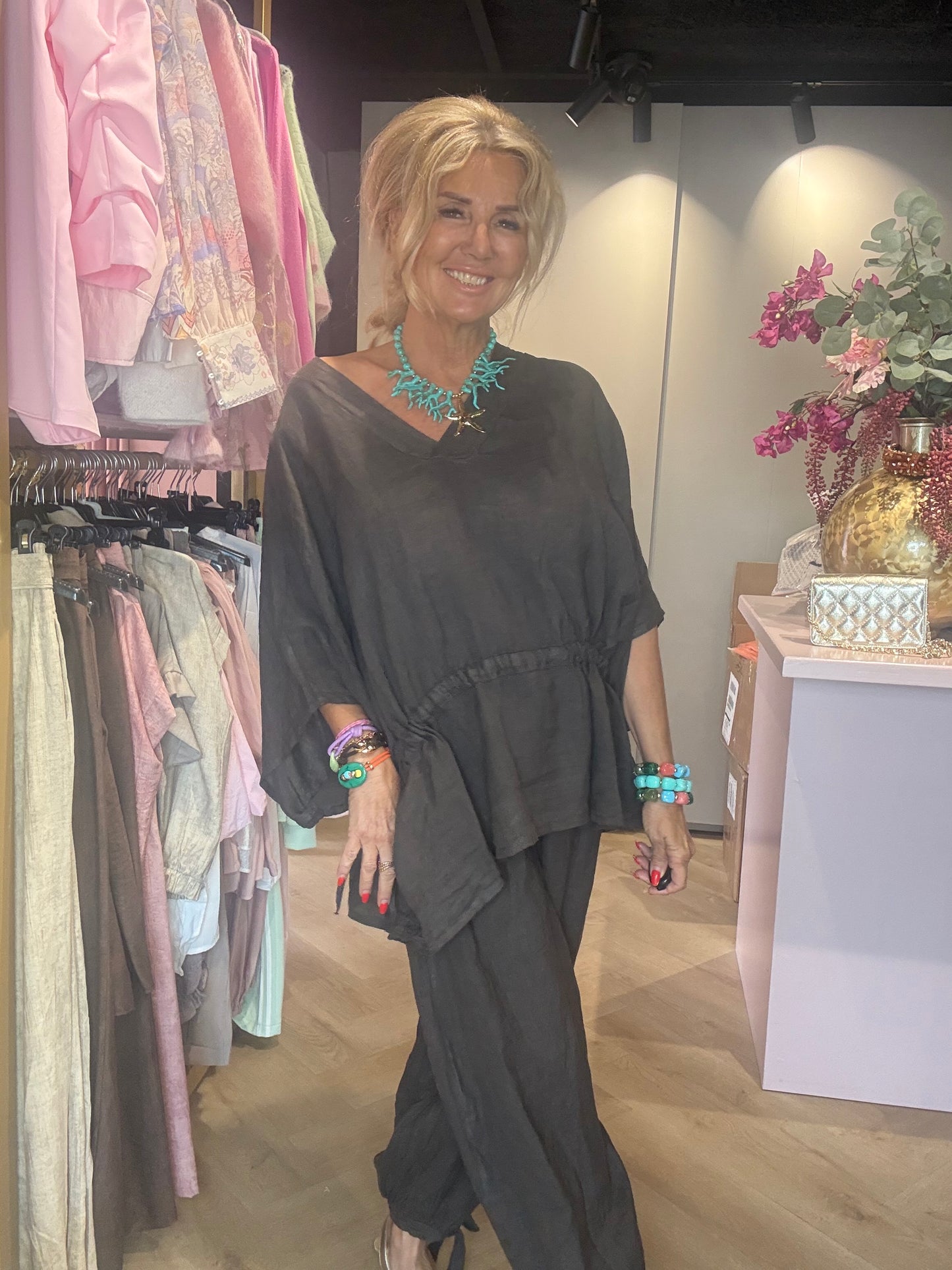 Linnenbluse choco Marbella