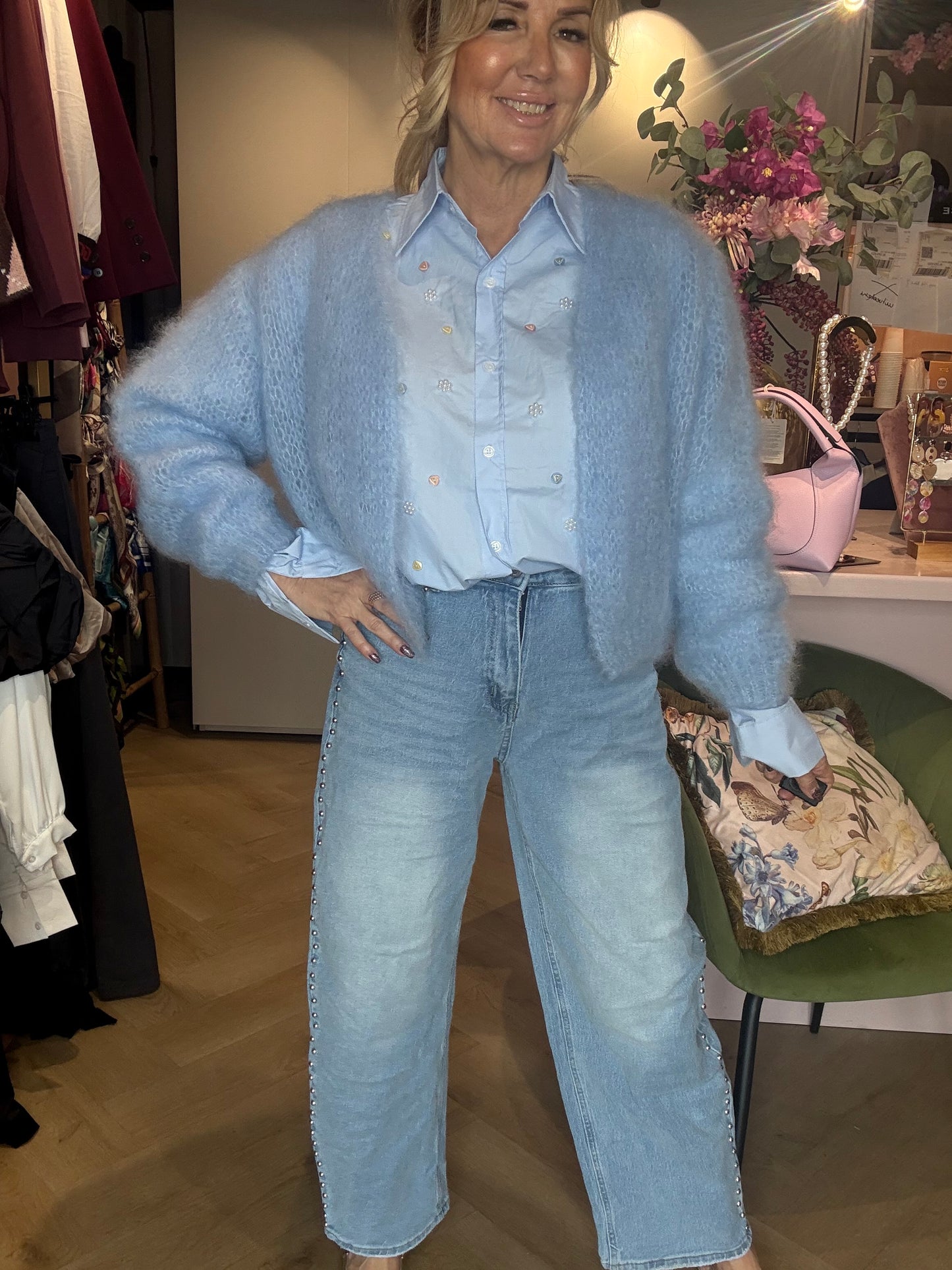 Jeans Broek Bleach studs