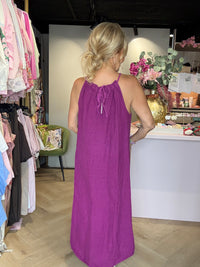 Jurk st Barths linnen Magenta