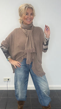 Trui Billie Taupe Franje &shawl