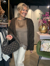 Grof Gebreid Vest Bruin