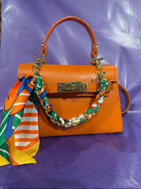 Luxe lederen handtas - oranje elegantie
