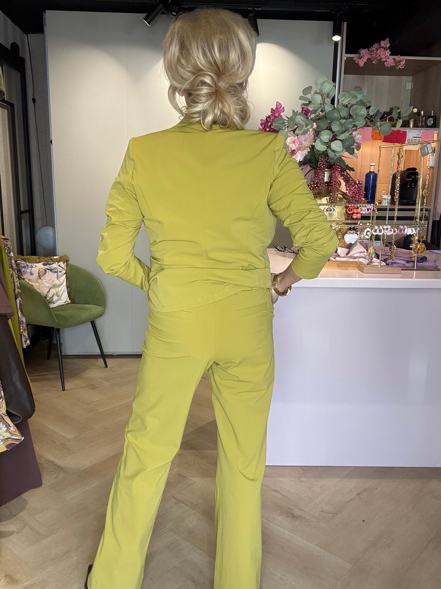 Mi Piace Trousers Bonded Olive Oil - Flared bukser | MP202624A