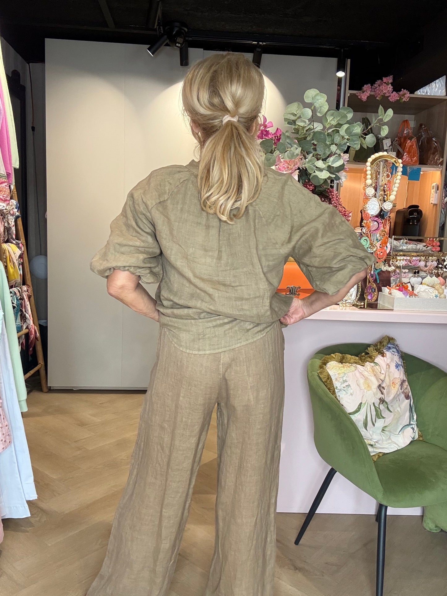 Linnen Broek Camel