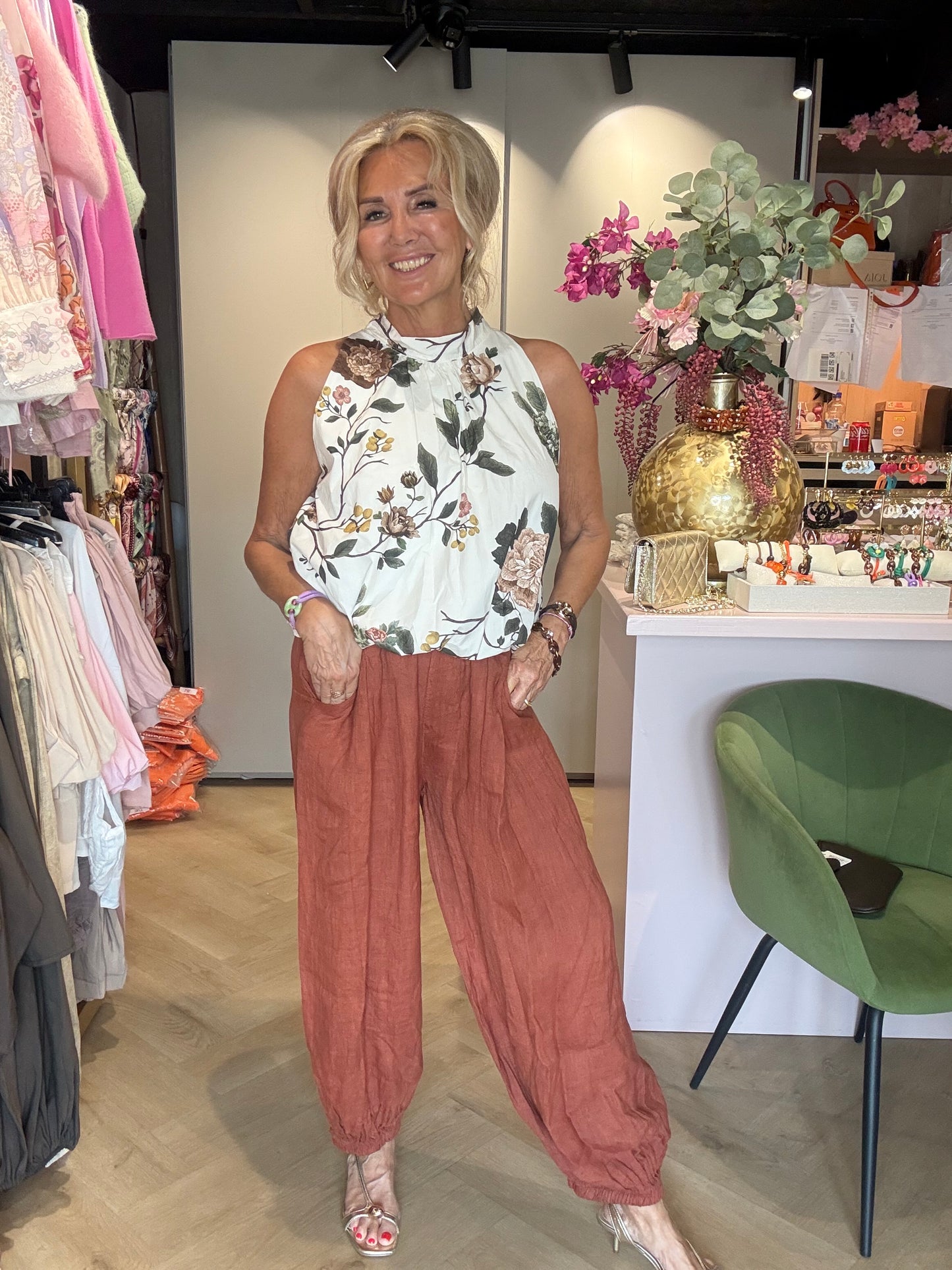 Halter top Flower roest